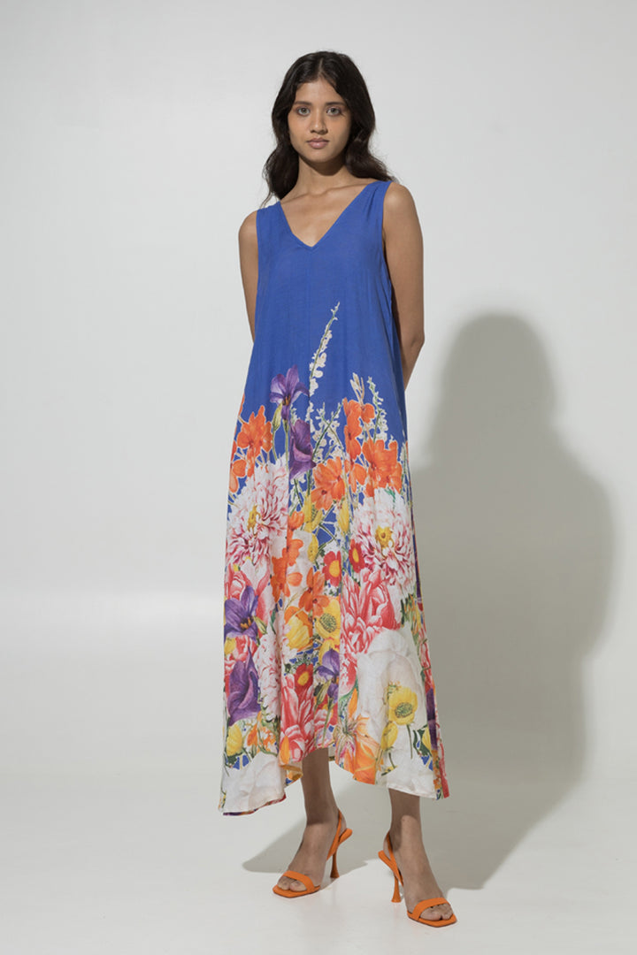 Blue Isla Linen Dress