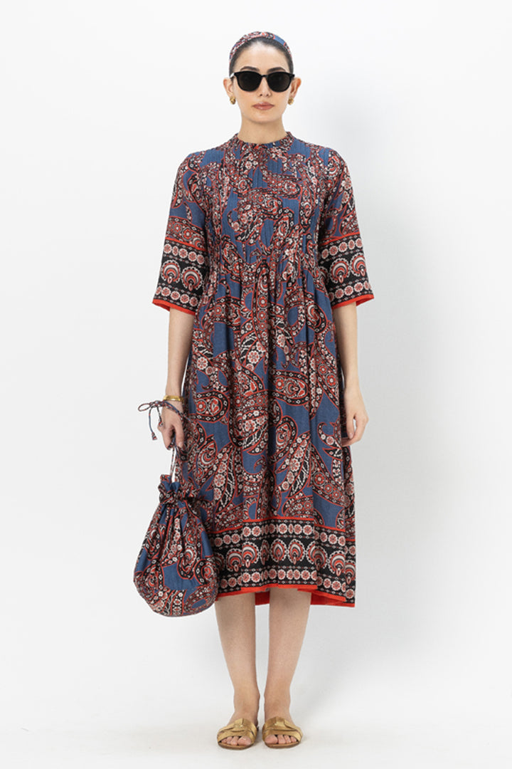 Deniz Pleated Midi Dress