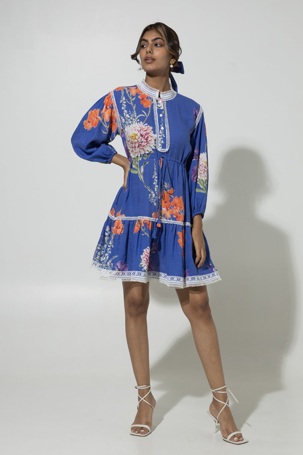Blue Iris Drwastring Linen Dress
