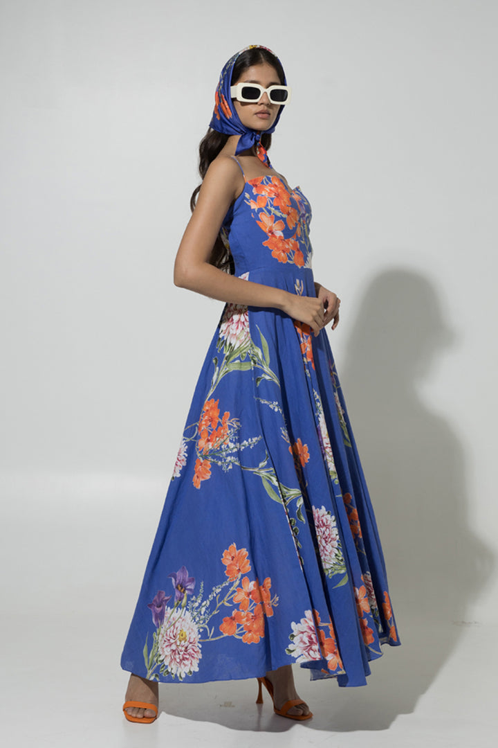 Deepti Solanki In Our Blue Iris Strappy Linen Dress