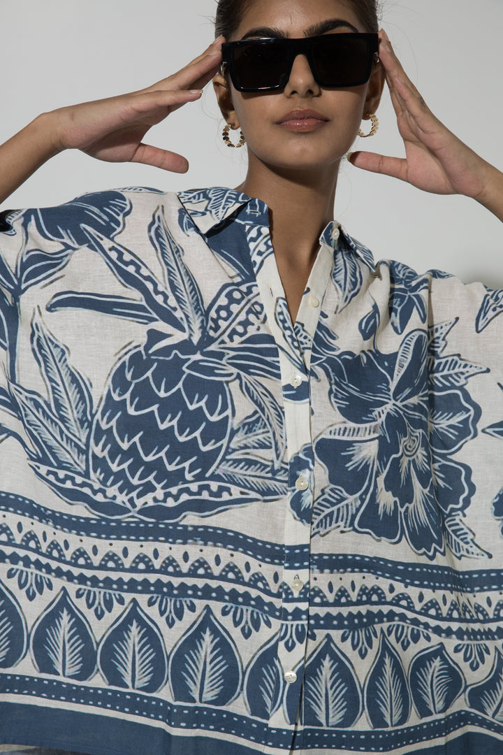 Blue Cordelia Print Linen Co-ord Set