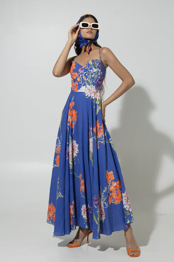 Deepti Solanki In Our Blue Iris Strappy Linen Dress