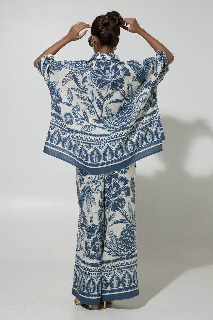 Blue Cordelia Print Linen Co-ord Set