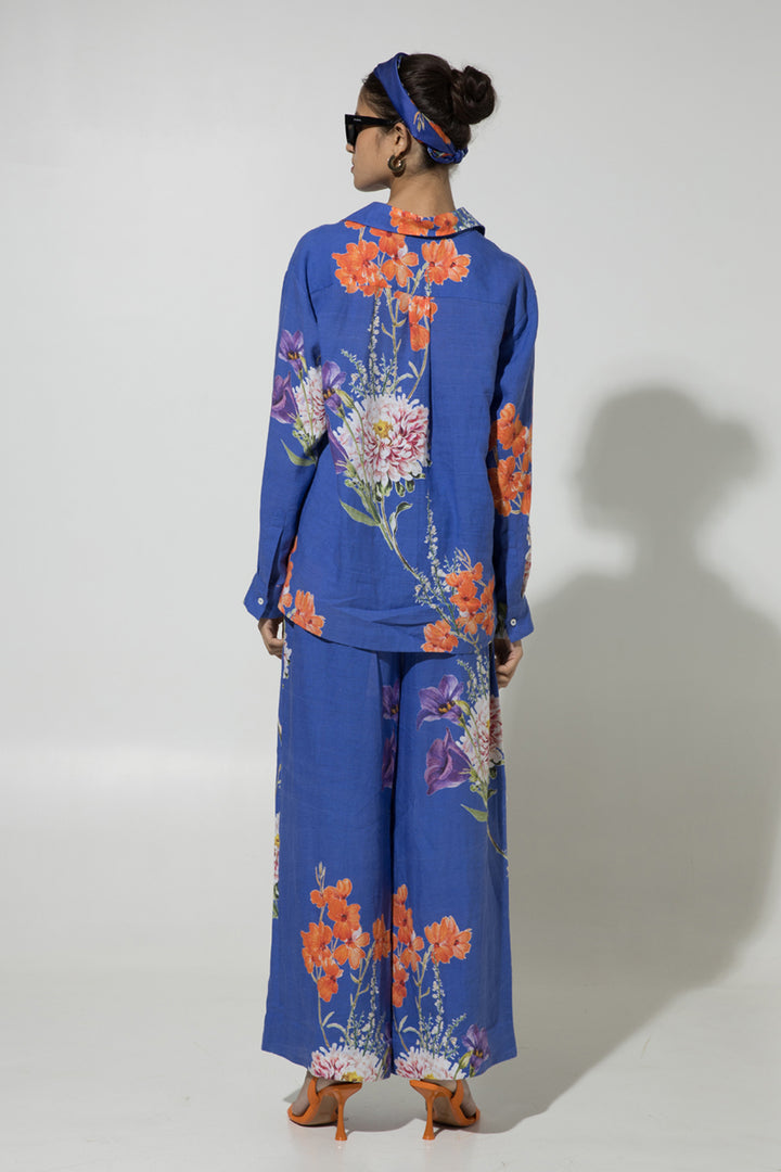 Blue Iris Floral Linen Co-ord Set