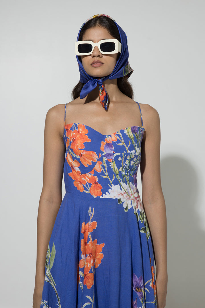 Deepti Solanki In Our Blue Iris Strappy Linen Dress