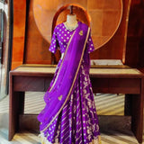 Purple Multi kali Lehenga in Benarasi Silk