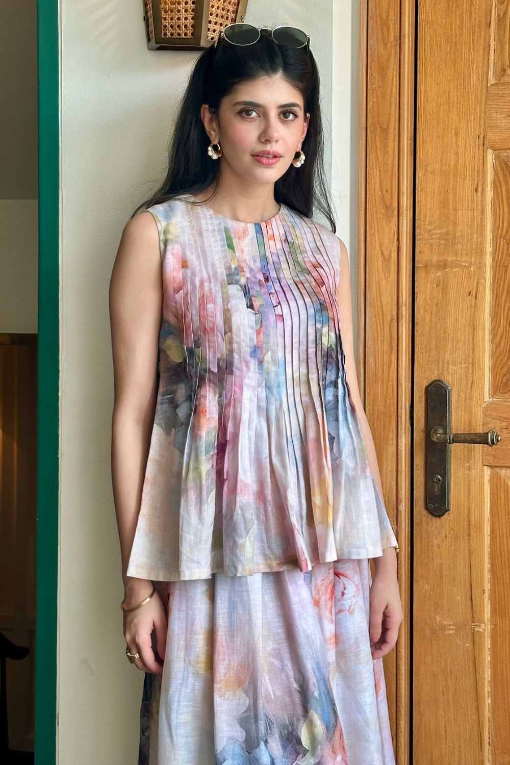 Sanjana Sanghi In Our Olivia Accordion Skirt Set