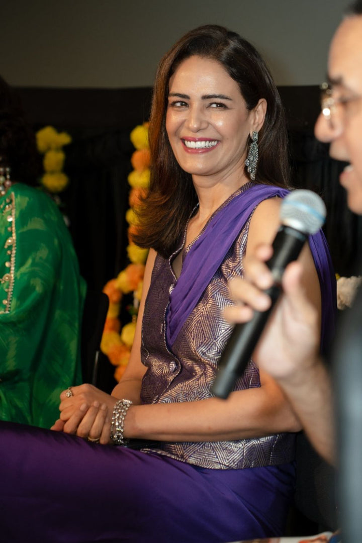 Mona Singh In Our Kiara Statement Waistcoat Saree - Purple