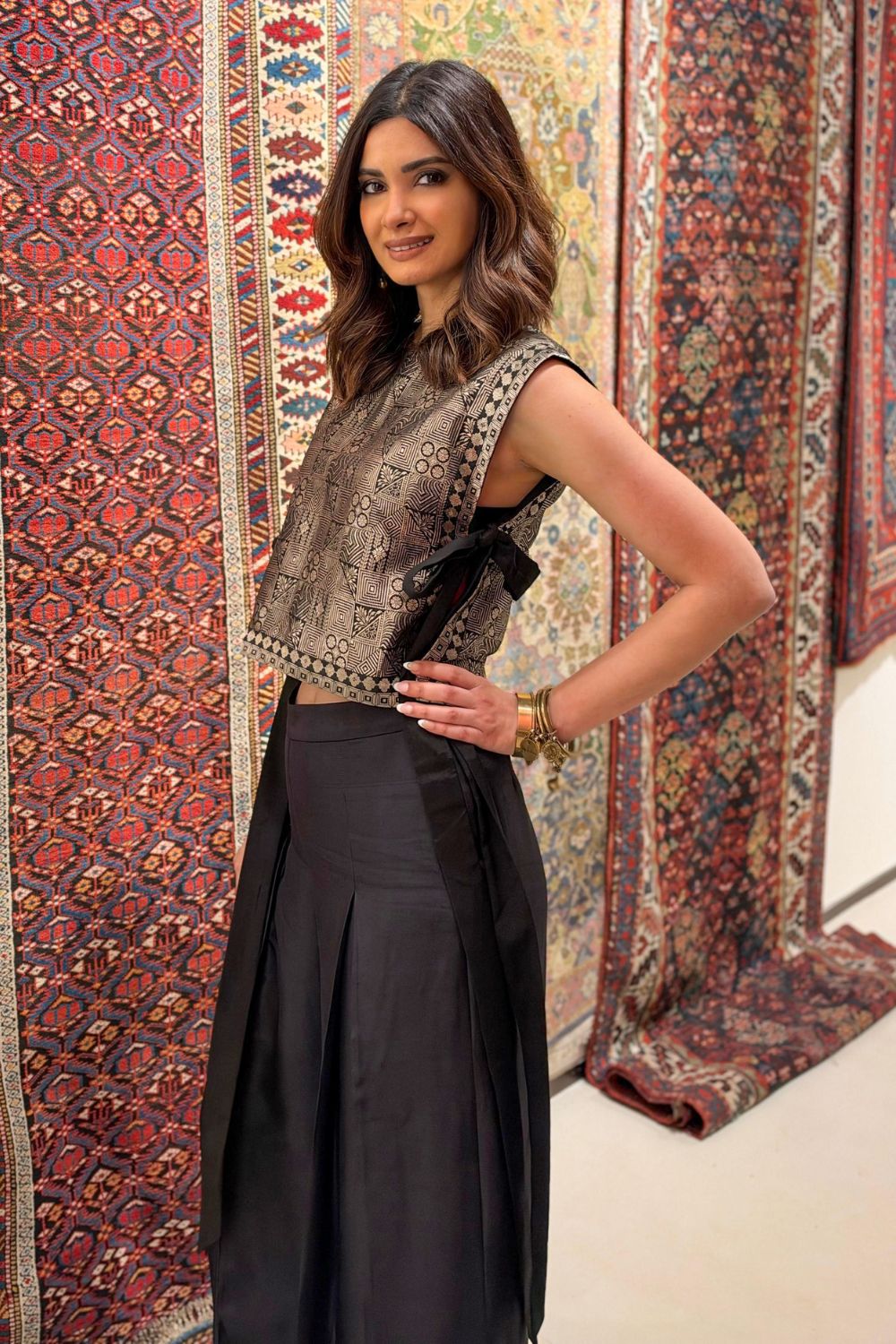 Diana Penty In Our Joli-Metallic Brocade Bib With Pant Set