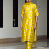 Lime Yellow Brocade Kurta set