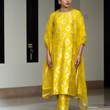 Lime Yellow Brocade Kurta set