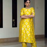 Lime Yellow Brocade Kurta set