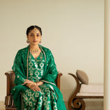 Green Brocade Jaal kurta Sharara set