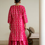 Pink Brocade Jaal kurta Sharara set