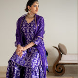 Purple Brocade Jaal kurta Sharara set