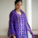 Purple Brocade Jaal kurta Sharara set