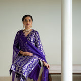 Purple Brocade Jaal kurta set