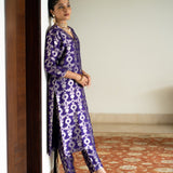 Purple Brocade Jaal kurta set