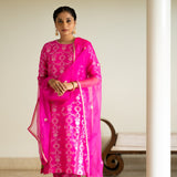 Pink Brocade Jaal kurta set