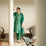 Green Brocade Jaal kurta set