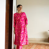 Pink Dainty Floral Jaal Brocade Kurta Set