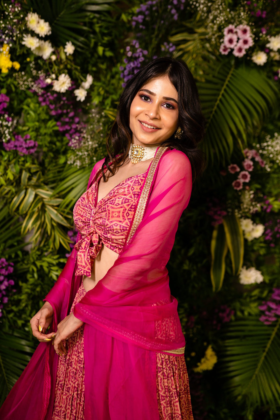 Pink Printed Lehenga Set