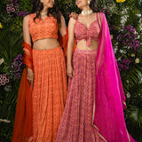 Pink Printed Lehenga Set