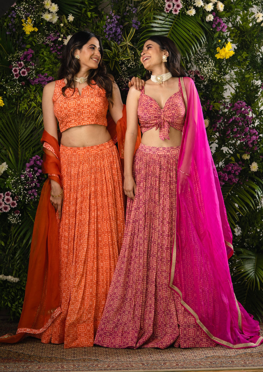 Pink Printed Lehenga Set