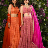 Pink Printed Lehenga Set