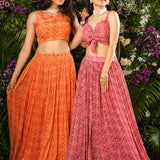 Pink Printed Lehenga Set