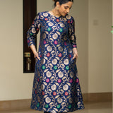 Blue Floral Jaal Brocade Kurta Set