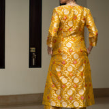 Yellow Floral Jaal Brocade Kurta Set