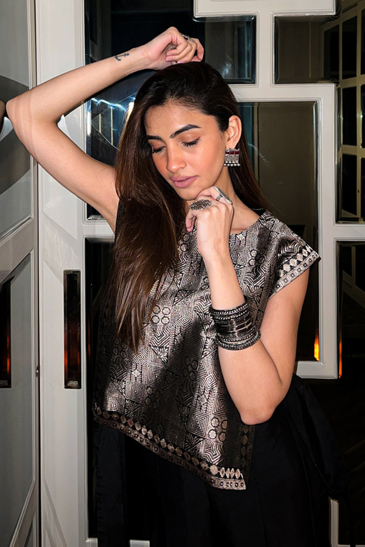 Shreya Lakhani In Our Joli-Metallic Brocade Bib With Pant Set