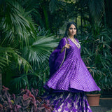 Purple Banarasi kali kurta set