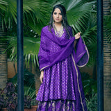 Purple Banarasi kali kurta set