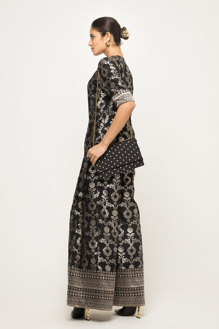 Maya-Statement Brocade Jumpsuit (Black)