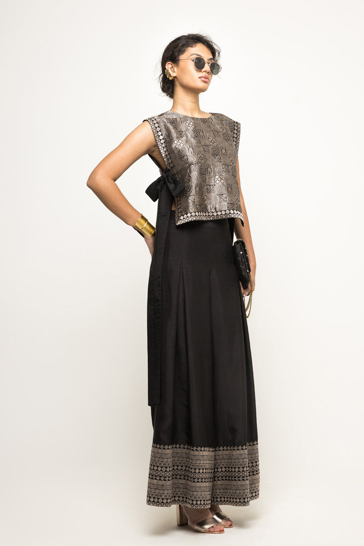 Joli-Metallic Brocade Bib With Pant Set