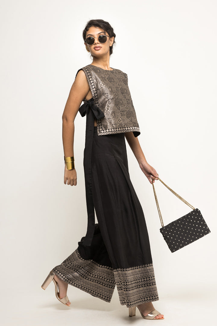 Joli-Metallic Brocade Bib With Pant Set