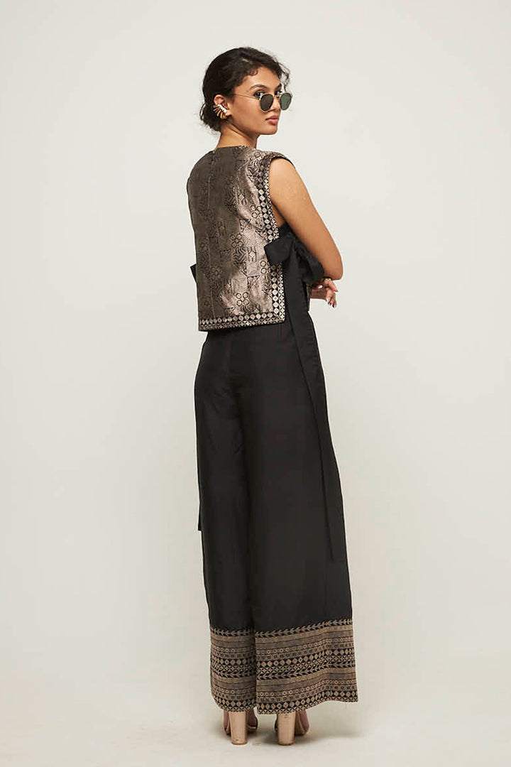 Joli-Metallic Brocade Bib With Pant Set