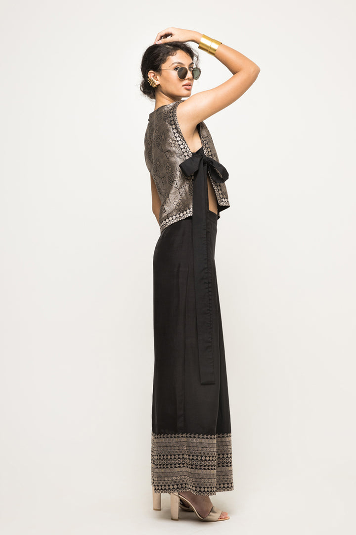 Joli-Metallic Brocade Bib With Pant Set