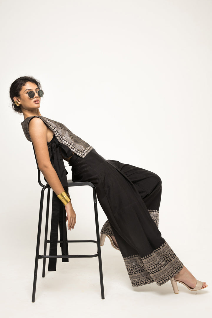 Joli-Metallic Brocade Bib With Pant Set