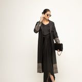 Alaya-Brocade Trench Jacket paired with matching twist Dress (Black)