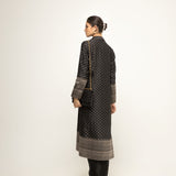 Alaya-Brocade Trench Jacket paired with matching twist Dress (Black)