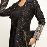 Alaya-Brocade Trench Jacket paired with matching twist Dress (Black)