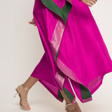 Siya-Silk Kaftan with Brocade detail (Pink)