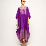 Siya-Silk Kaftan with Brocade detail (Purple)