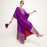 Siya-Silk Kaftan with Brocade detail (Purple)