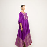 Siya-Silk Kaftan with Brocade detail (Purple)