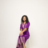 Sayra-Statement Silk Jumpsuit with Brocade detail (Purple)