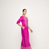 Sayra-Statement Silk Jumpsuit with Brocade detail (Pink)